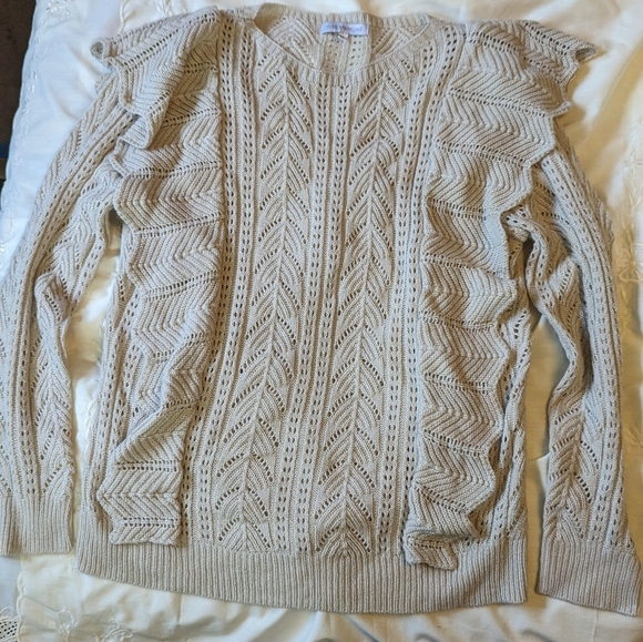 Miss Sparkling szXL super-soft cream ruffle sweater EUC - Picture 8 of 8